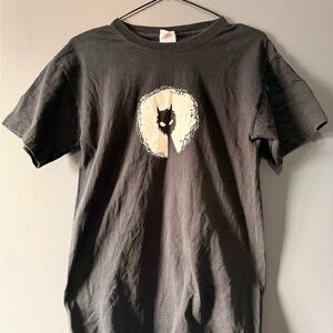 Black Graphic Wolf Moon T-Shirt